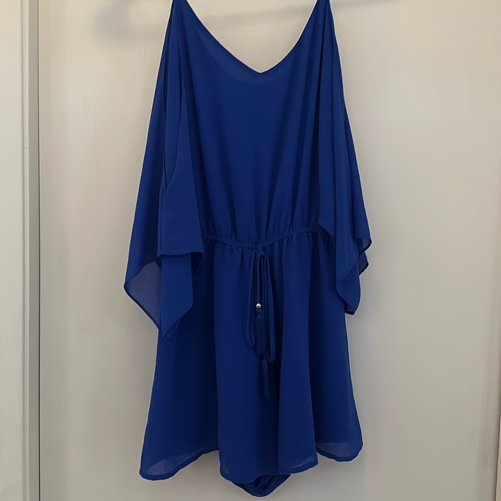 Naked Zebra Royal Blue Flowy V-Neck Romper